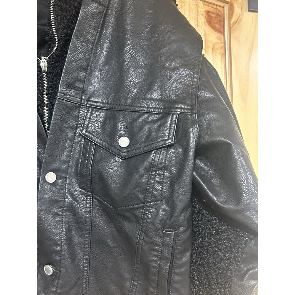 BlankNYC Faux Leather Sherpa Jacket Women’s Black Oversized Size Large NWT - Picture 2 of 11